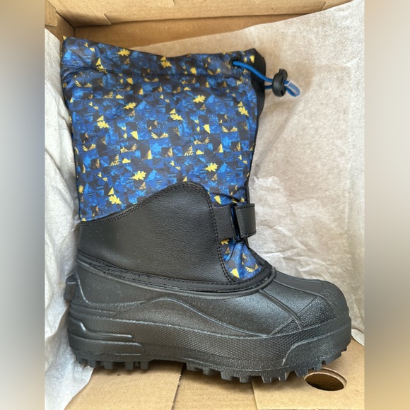 Black/Laser Lemon Columbia Print Snow Boot Size 1 - Picture 2 of 9